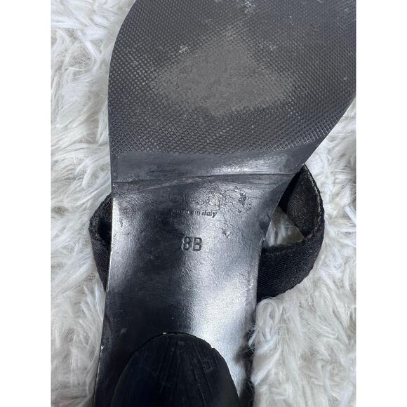 Gucci Shoes Womens Size 8 Black Logo Leather Sandals Slide Thong Made in Italy - Picture 7 of 14